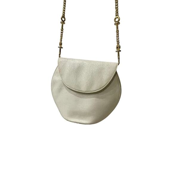 RODO ITALY IVORY LIZARD PURSE CROSSBODY 60’s 70’s VINTAGE GOLD TONE STRAP ICONIC - Picture 13 of 16